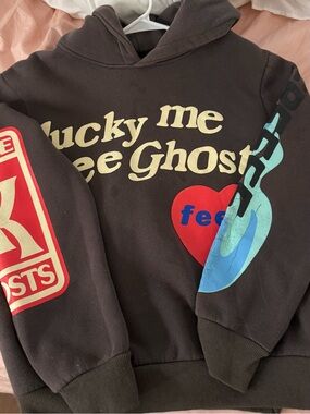 Black Graphic Hoodie with Multicolor Prints